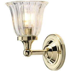 Loops IP44 Wall Light Ribbed Clear Glass LED Included Polished Brass G9 3.5W Loops IP44 Wall Light Ribbed Clear Glass LED Included Polished Brass G9 3.5W