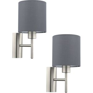 Satin Nickel Grey Fabric Wall Light - Modern Interior Satin Nickel Grey Fabric Wall Light - Modern Interior
