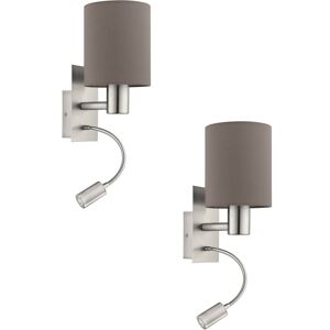 Loops 2-Pack Wall Light Satin Nickel Shade Anthracite Brown Fabric - Wall Light Loops 2-Pack Wall Light Satin Nickel Shade Anthracite Brown Fabric - Wall Light