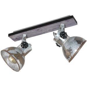 Loops Adjustable 2 Bulb Ceiling Spotlight Wood & Raw Industrial Steel Shade 40W E27 Loops Adjustable 2 Bulb Ceiling Spotlight Wood & Raw Industrial Steel Shade 40W E27