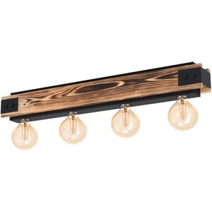 Loops Semi Flush Ceiling Light Black Steel & Wood Trim Bar 4 x 60W E27 Bulb Loops Semi Flush Ceiling Light Black Steel & Wood Trim Bar 4 x 60W E27 Bulb