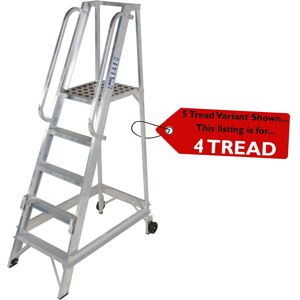 Loops 4 Tread 1m Aluminium Warehouse Picking Steps & Handrail Narrow Aisle Stairs Loops 4 Tread 1m Aluminium Warehouse Picking Steps & Handrail Narrow Aisle Stairs