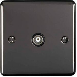 Loops BLACK NICKEL Single Aerial Satellite Coaxial Socket Female Wall Plate Black Trim Loops BLACK NICKEL Single Aerial Satellite Coaxial Socket Female Wall Plate Black Trim