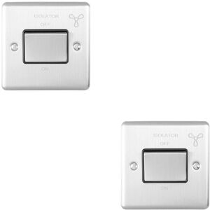Loops 2 PACK 6A Extractor Fan Isolator Switch SATIN STEEL & Grey Trim 3 Pole Shower Loops 2 PACK 6A Extractor Fan Isolator Switch SATIN STEEL & Grey Trim 3 Pole Shower