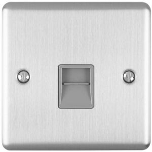 Loops BT Master Single Telephone Socket SATIN STEEL & Grey PSTN Line Wall Face Plate Loops BT Master Single Telephone Socket SATIN STEEL & Grey PSTN Line Wall Face Plate