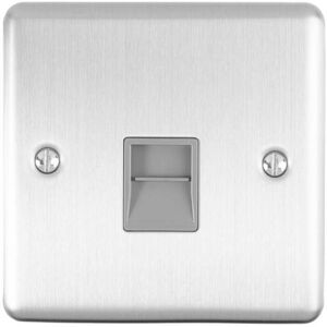 Loops BT Telephone Slave Extension Socket SATIN STEEL & Grey Secondary Wall Plate Loops BT Telephone Slave Extension Socket SATIN STEEL & Grey Secondary Wall Plate