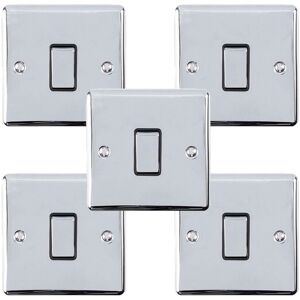 Loops 5 PACK 1 Gang Single Metal Light Switch POLISHED CHROME 2 Way 10A Black Trim Loops 5 PACK 1 Gang Single Metal Light Switch POLISHED CHROME 2 Way 10A Black Trim