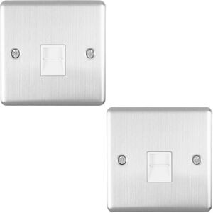 Loops 2 PACK BT Telephone Slave Extension Socket SATIN STEEL & White Secondary Plate Loops 2 PACK BT Telephone Slave Extension Socket SATIN STEEL & White Secondary Plate