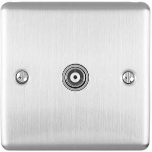 Loops SATIN STEEL Single Aerial Satellite Coaxial Socket Female Wall Plate Grey Trim Loops SATIN STEEL Single Aerial Satellite Coaxial Socket Female Wall Plate Grey Trim