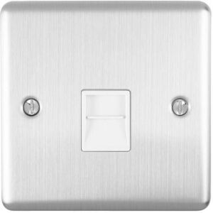 Loops BT Telephone Slave Extension Socket SATIN STEEL & White Secondary Wall Plate Loops BT Telephone Slave Extension Socket SATIN STEEL & White Secondary Wall Plate