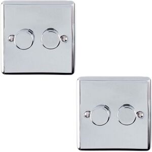 Loops 2 PACK 2 Gang 400W 2 Way Rotary Dimmer Switch CHROME Light Dimming Plate Loops 2 PACK 2 Gang 400W 2 Way Rotary Dimmer Switch CHROME Light Dimming Plate