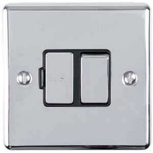 Loops 13A DP Switched Fuse Spur CHROME & Black Mains Isolation Wall Plate Loops 13A DP Switched Fuse Spur CHROME & Black Mains Isolation Wall Plate