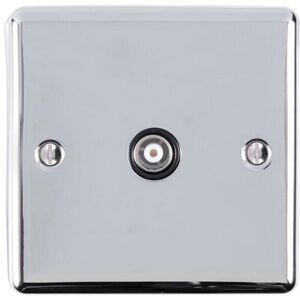 Loops CHROME Single Aerial Satellite Coaxial Socket Female Wall Plate Black Trim Loops CHROME Single Aerial Satellite Coaxial Socket Female Wall Plate Black Trim
