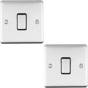 Loops 2 PACK 1 Gang Single INTERMEDIATE Light Switch SATIN STEEL & Black 10A Rocker Loops 2 PACK 1 Gang Single INTERMEDIATE Light Switch SATIN STEEL & Black 10A Rocker