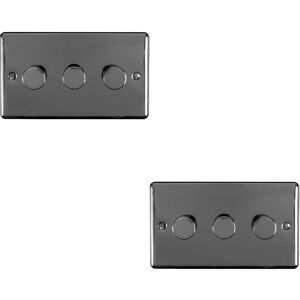 Loops 2 PACK 3 Gang 400W 2 Way Rotary Dimmer Switch BLACK NICKEL Light Dimming Plate Loops 2 PACK 3 Gang 400W 2 Way Rotary Dimmer Switch BLACK NICKEL Light Dimming Plate