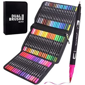 Laconile Dual Tip Brush Pens - 60 Colouring Pens with Brush Tip and Fineliner Tip Laconile Dual Tip Brush Pens - 60 Colouring Pens with Brush Tip and Fineliner Tip