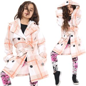 a2zkids (7-8 Years, Stone Check) Girls Hooded Trench Padded Lapels Long Parka Jacket a2zkids (7-8 Years, Stone Check) Girls Hooded Trench Padded Lapels Long Parka Jacket