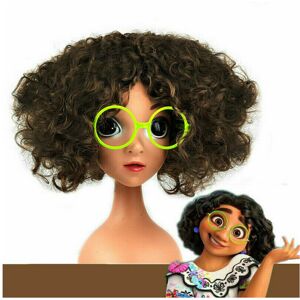 Unbranded Encanto Mirabel Cosplay Wig with Green Glasses Dark Brown Short Curly Hair Wig Unbranded Encanto Mirabel Cosplay Wig with Green Glasses Dark Brown Short Curly Hair Wig