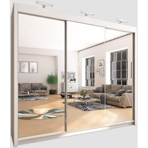 Arthauss (250cm, White) Chicago Sliding Mirror Door Wardrobe For Bedroom Arthauss (250cm, White) Chicago Sliding Mirror Door Wardrobe For Bedroom