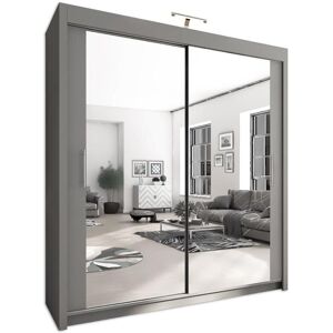 Arthauss (180cm, Grey) Chicago Sliding Mirror Door Wardrobe For Bedroom Arthauss (180cm, Grey) Chicago Sliding Mirror Door Wardrobe For Bedroom