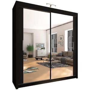 Arthauss (120cm, Black) Chicago Sliding Mirror Door Wardrobe For Bedroom Arthauss (120cm, Black) Chicago Sliding Mirror Door Wardrobe For Bedroom