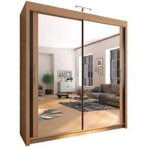 Arthauss (203cm, Oak) Chicago Sliding Mirror Door Wardrobe For Bedroom Arthauss (203cm, Oak) Chicago Sliding Mirror Door Wardrobe For Bedroom