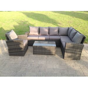 Fimous (right corner sofa +oblong table +chair, with covers) high back rattan corner so Fimous (right corner sofa +oblong table +chair, with covers) high back rattan corner so