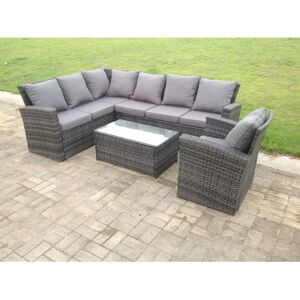 Fimous (left corner sofa +oblong table+chair, with covers) high back rattan corner sofa Fimous (left corner sofa +oblong table+chair, with covers) high back rattan corner sofa