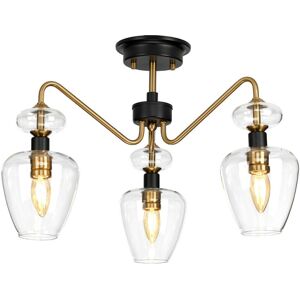 Loops 3 Bulb Semi Flush Light Aged Brass Finish Charcoal Black Paint LED E14 40W Loops 3 Bulb Semi Flush Light Aged Brass Finish Charcoal Black Paint LED E14 40W