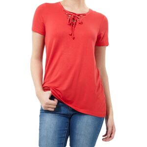 Brave Soul (Red, XS) Women T Shirt Short Sleeve Lace Up Longline Blouse Brave Soul (Red, XS) Women T Shirt Short Sleeve Lace Up Longline Blouse