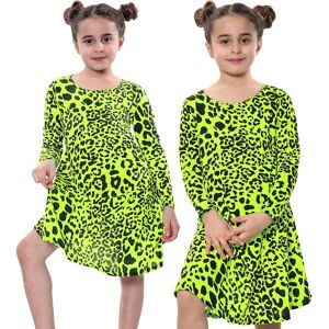 a2zkids (7-8 Years, Neon Yellow) Kids Girls Leopard Print Swing Dress Trendy Top a2zkids (7-8 Years, Neon Yellow) Kids Girls Leopard Print Swing Dress Trendy Top
