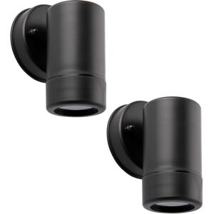 Loops 2 PACK Outdoor IP44 Spot Downlight - Dimmable 7W GU10 LED - Black Wall Light Loops 2 PACK Outdoor IP44 Spot Downlight - Dimmable 7W GU10 LED - Black Wall Light