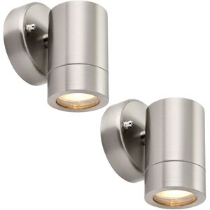 Loops 2 PACK Dimmable Outdoor IP44 Downlight - 7W GU10 LED - Brushed Stainless Steel Loops 2 PACK Dimmable Outdoor IP44 Downlight - 7W GU10 LED - Brushed Stainless Steel