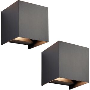 Loops 2 PACK Twin Outdoor IP44 Cube Wall Light - 2 x 5.5W CCT LED - Matt Black Loops 2 PACK Twin Outdoor IP44 Cube Wall Light - 2 x 5.5W CCT LED - Matt Black