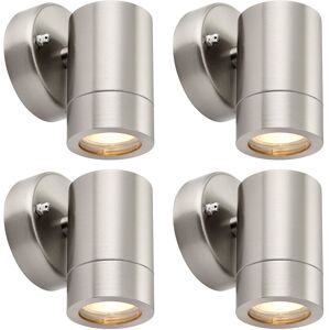 Loops 4 PACK Dimmable Outdoor IP44 Downlight - 7W GU10 LED - Brushed Stainless Steel Loops 4 PACK Dimmable Outdoor IP44 Downlight - 7W GU10 LED - Brushed Stainless Steel