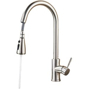 GreenZech Brushed Nickel Kitchen Sink Faucets SUS304 Stainless Steel Single Hole Pull Out GreenZech Brushed Nickel Kitchen Sink Faucets SUS304 Stainless Steel Single Hole Pull Out