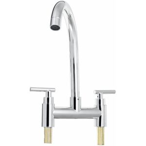 GreenZech Modern Dual Lever Chrome Kitchen Sink Faucet Hot Cold Mixer Taps Deck Mounted Ta GreenZech Modern Dual Lever Chrome Kitchen Sink Faucet Hot Cold Mixer Taps Deck Mounted Ta