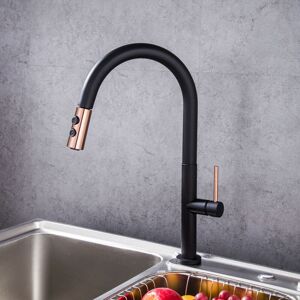 GreenZech (Black) Black Gold Plating Brass Kitchen Sink Faucet Pull Out Down Hot Cold Wate GreenZech (Black) Black Gold Plating Brass Kitchen Sink Faucet Pull Out Down Hot Cold Wate