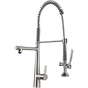 GreenZech (Brushed Nickel, Square Handle) Kitchen Faucet with Flexible Pull-Down Sprayer GreenZech (Brushed Nickel, Square Handle) Kitchen Faucet with Flexible Pull-Down Sprayer