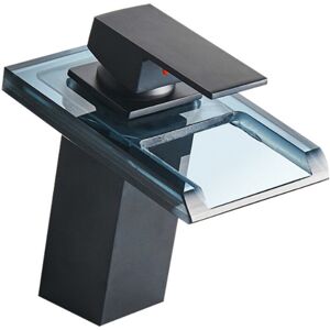 GreenZech LED Light Bathroom Sink Faucet 3 Colors Changing Waterfall Glass Spout Single Ha GreenZech LED Light Bathroom Sink Faucet 3 Colors Changing Waterfall Glass Spout Single Ha