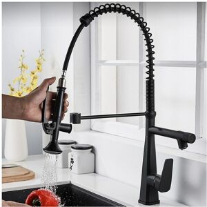 GreenZech (Black, Round Handle) Kitchen Faucet with Flexible Pull-Down Sprayer GreenZech (Black, Round Handle) Kitchen Faucet with Flexible Pull-Down Sprayer
