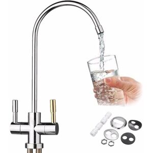 GreenZech 1/4'' Double Holes Chrome RO Reverse Osmosis Kitchen Sink Drinking Water Filter GreenZech 1/4'' Double Holes Chrome RO Reverse Osmosis Kitchen Sink Drinking Water Filter