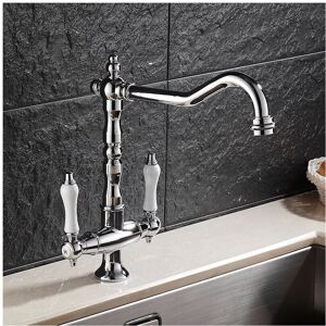 GreenZech Dual Handle Kitchen Faucet Deck Mounted Single Hole Hot Cold Water Mixer Crane K GreenZech Dual Handle Kitchen Faucet Deck Mounted Single Hole Hot Cold Water Mixer Crane K