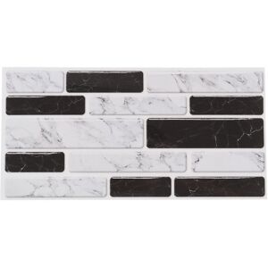 GreenZech (White Black) 9Pcs 7.8x3.9'' 3D Wall Tile Sticker Bathroom PVC Decals Art Poster GreenZech (White Black) 9Pcs 7.8x3.9'' 3D Wall Tile Sticker Bathroom PVC Decals Art Poster