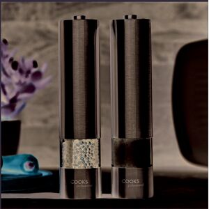 Cooks Professional Electric Salt and Pepper Mill Grinder Set Stainless Steel Battery Cooks Professional Electric Salt and Pepper Mill Grinder Set Stainless Steel Battery