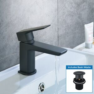 NES Home Keninton Bathroom Cloakroom Basin Mono Mixer Black Matt Tap With Waste NES Home Keninton Bathroom Cloakroom Basin Mono Mixer Black Matt Tap With Waste