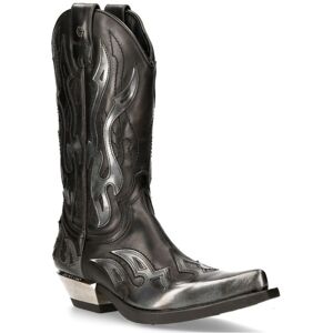 (45) NEW ROCK M-7921-S3 SILVER FLAME Black Leathr Biker (45) NEW ROCK M-7921-S3 SILVER FLAME Black Leathr Biker