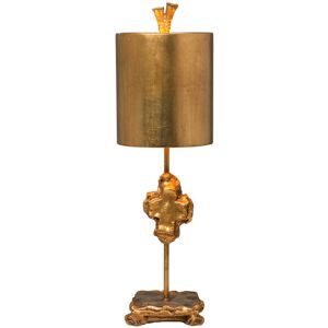 Loops Table Lamp Carved Cross on Stem Footed Base Matching Shade Gold Leaf LED E27 60W Loops Table Lamp Carved Cross on Stem Footed Base Matching Shade Gold Leaf LED E27 60W