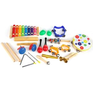 GreenZech 19 Pieces Set Orff Musical Instruments Toy Percussions Kit for Kids Music Learni GreenZech 19 Pieces Set Orff Musical Instruments Toy Percussions Kit for Kids Music Learni