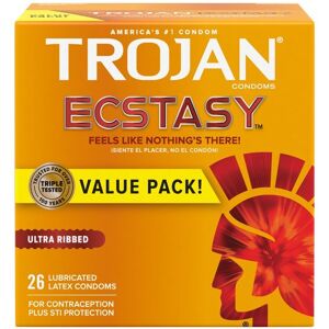 Trojan Ultra Ribbed Ecstasy Lubricated Condoms - 26 Count Trojan Ultra Ribbed Ecstasy Lubricated Condoms - 26 Count